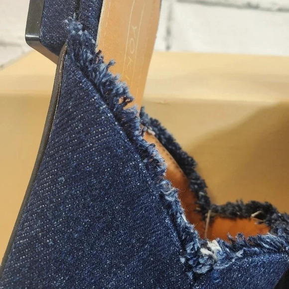 YOKI Willas 71 DARK DENIM Low Heal Slip On Embroidery Rose Beauty Beast Shoes - Picture 12 of 14